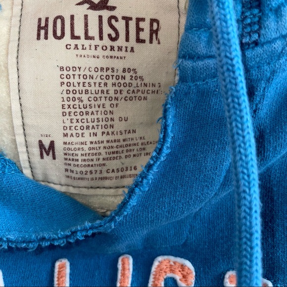 Hollister sweater women’s size medium California distress  Hoodie  blue pockets - Picture 9 of 9